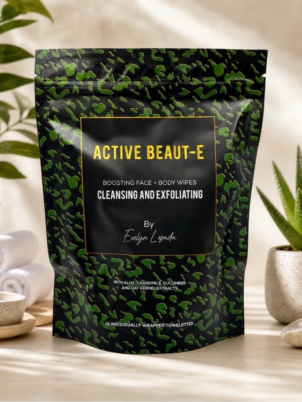 Active Beaut-E Cleansing & Exfoliating Face + Body Wipes — (51)